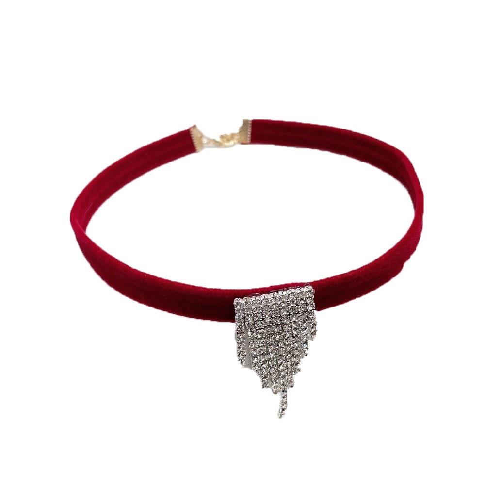 Rhinestone Bow Choker Zinc Zinc Alloy Velvet Collar Necklaces Exquisite Bowknot Earrings  New Year