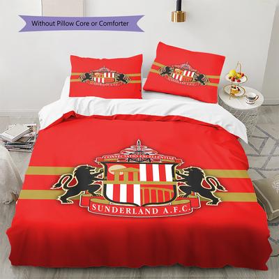 Juego de ropa de cama con estampado del Sunderland AFC, funda nórdica y funda de almohada, ideal para el hogar o como regalo de cumpleaños. (1 * funda nórdica + 2 * fundas de almohada, sin núcleo)