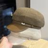 New Autumn and Winter Plaid Leather Octagonal Hat for Women Spring and Autumn Retro British Painter Hat Showing Face Small Duck Cap