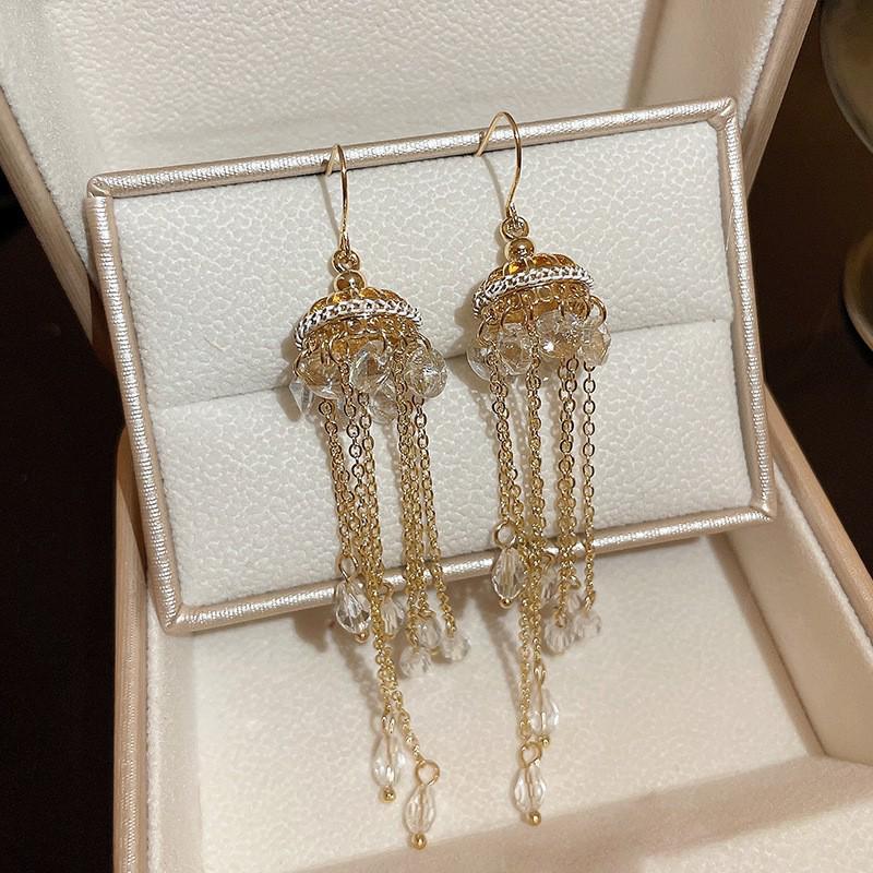 Atmosphere Silver Needle Flower Tassel Earrings - Elegant Studs for Women