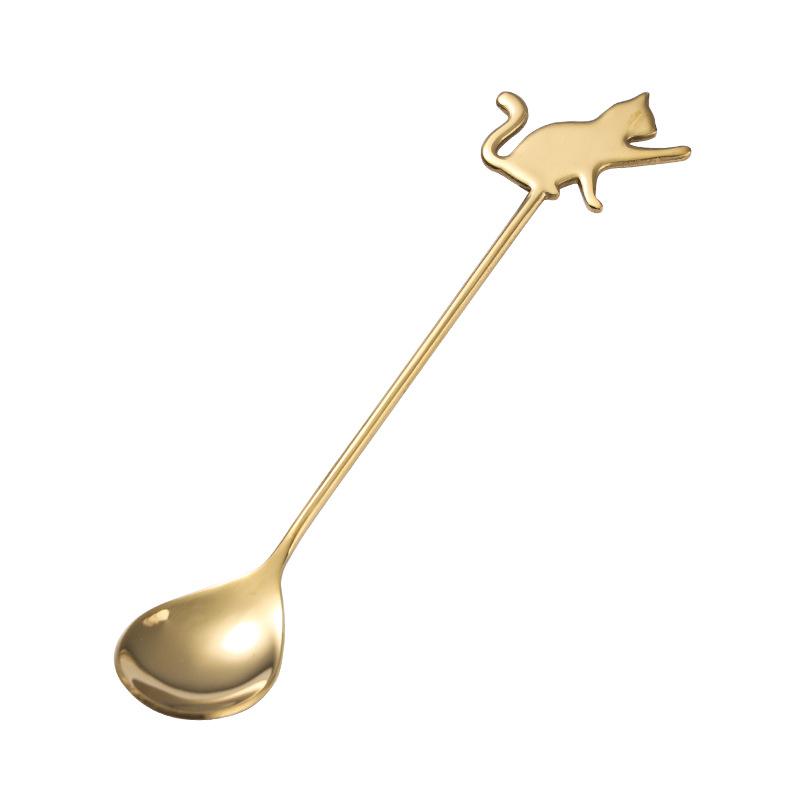 Cute Cat Shaped Stainless Steel Coffee Spoon Stirring Spoon Suitable for Dessert Snack Ice Cream Teaspoon Kitchen Tableware 2025