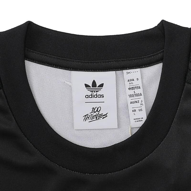 Adidas Originals 100 Thieves American Color Block Striped Letter Casual Crewneck Comfortable Pullover Sweatshirt Men sweatshirt Black JD8174