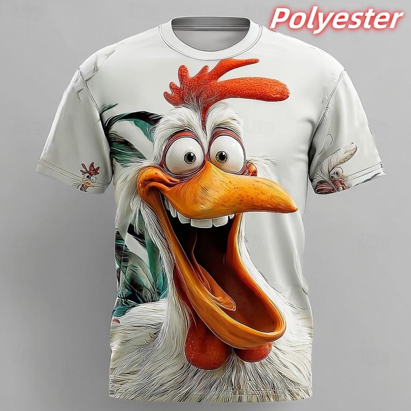 Tiger Bird Mouse Pattern T Shirt For Men Funny Animal 3D Printed Short Sleeve Tees Summer Street Loose Tops Round Neck T-Shirts