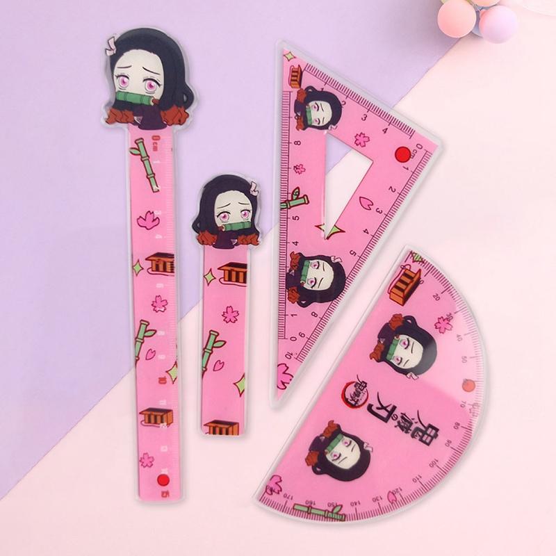buy anime demon slayer cartoon character printing acrylic bookmark triangle semicircle ruler set stationery school supplies at affordable prices free shipping real reviews with photos joom