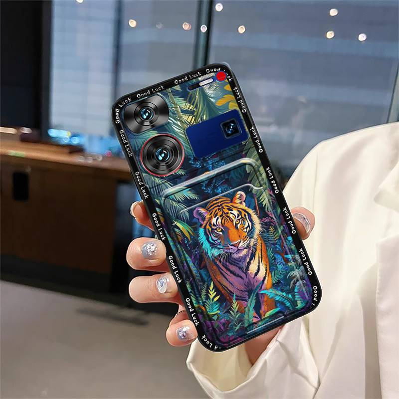 

protective Back Cover Phone Case For ZTE Nubia Z60 Ultra TPU Cute Silicone Durable Card slot Soft case Card bag Graffiti ZTE Nubia Z60 Ultra