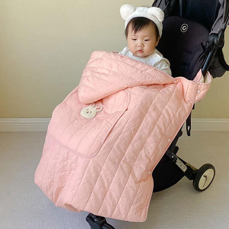 Baby Stroller Blanket Winter Thick Fleece Cloak Blanket Newborn Swaddle Wrap Hooded Infant Outdoor Windproof  Blanket