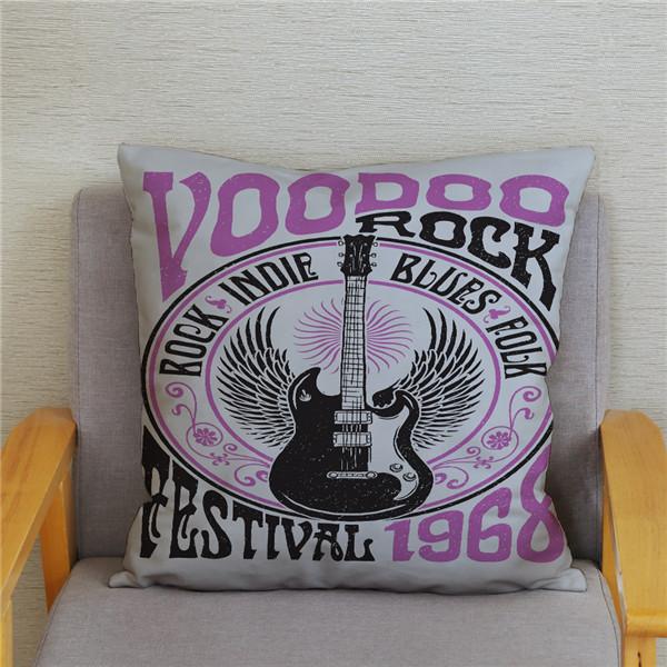 Trendy Rock Music Print Pattern Cushion Cover   Home Living Room Sofa Decoration Pillow