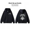 Zip Up Hooded Sweatshirt, Front & Back Printed Long Sleeve Fleece Lined Hoodie for Women Casual Daily Wear