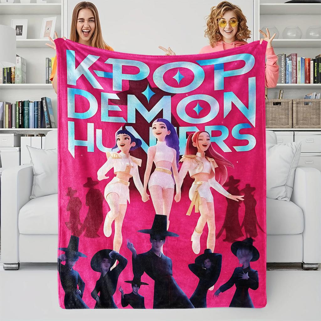 K-Pop Demon Hunters Fan Gifts Blanket Anime Flannel Throw Blanket Suitable Home Leisure Camping Travel Multifunctional Blanket