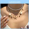 Bohemian Starfish Shell Bead Necklace With Layered Chain For Women