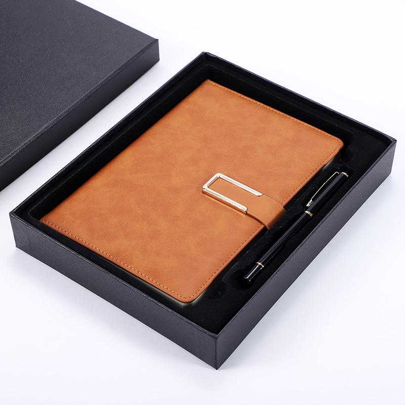 Anpassbares A5 Geschäftsgeschenk-Set - PU-Leder-Notizbuch mit Logo-Druckoption