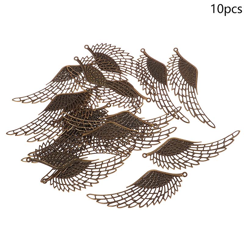 10Pcs Gold Color/Silver/Bronze Filigree Wraps Angel Wings Pendant Metal Crafts For Diy Headwear Jewelry Making Accessories