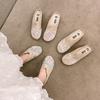 Fashion Summer House Slippers for Women Men Breathable Waffle Indoor Slippers Slip-on Open Toe Home Shoes Closed-Toed Mute Slippers