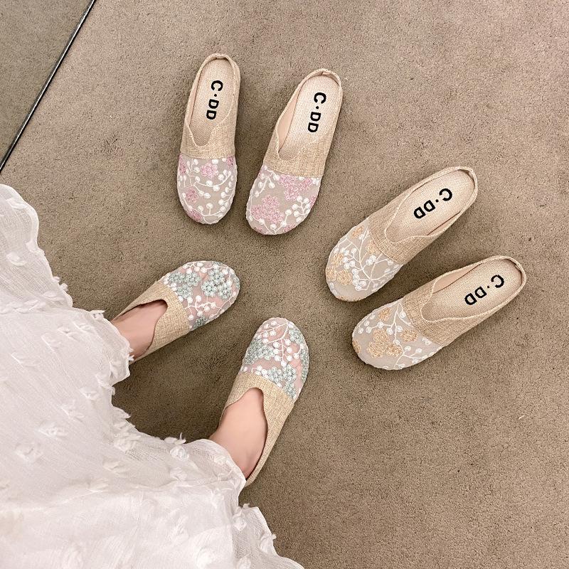 Fashion Summer House Slippers for Women Men Breathable Waffle Indoor Slippers Slip-on Open Toe Home Shoes Closed-Toed Mute Slippers