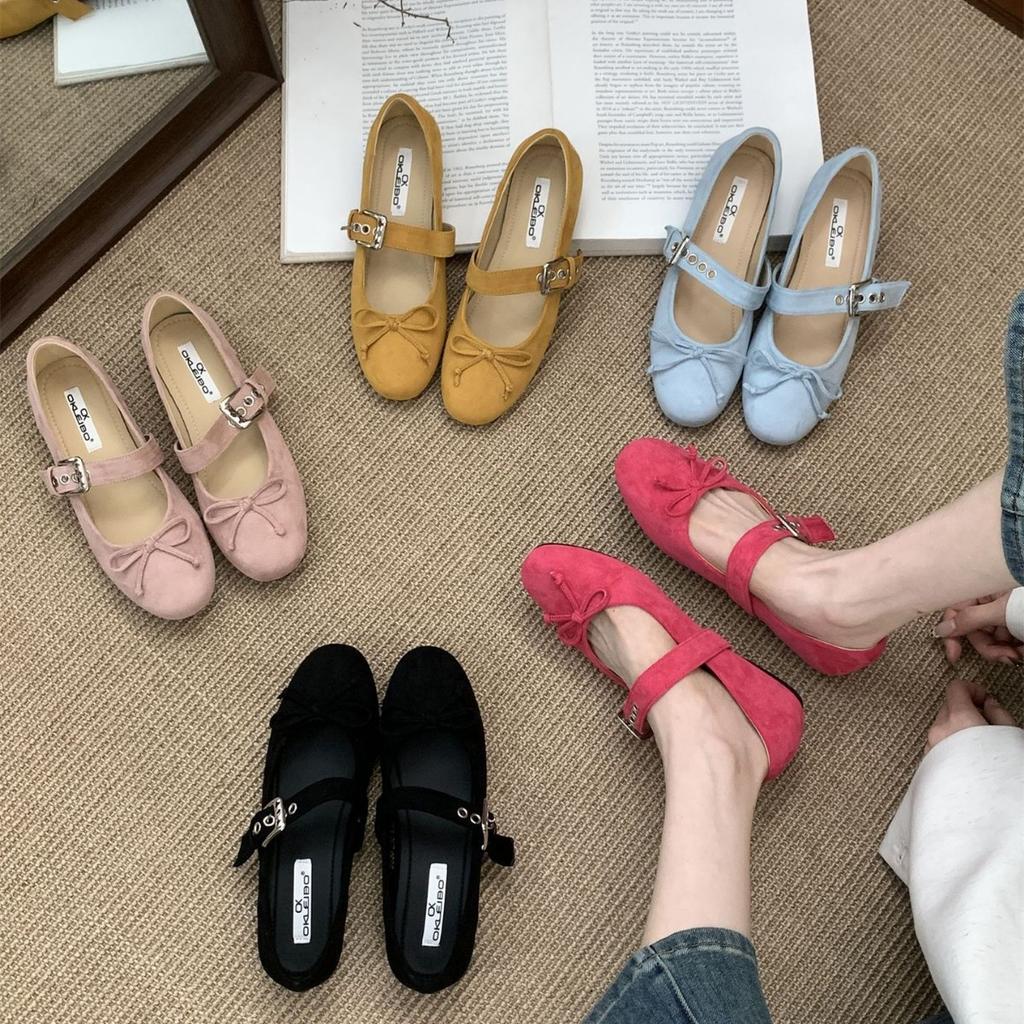 Vintage 2025 autumn shallow mouth single shoes women's new French fairy style ballet bow flat Mary Jane shoes