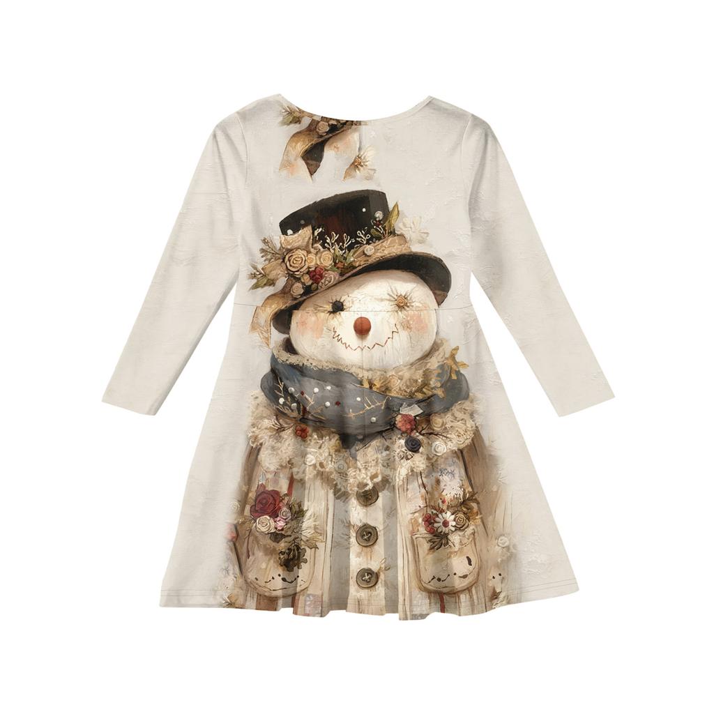 Girls' Princess Dress - Long Sleeve A-Line T-Shirt Dress Christmas Day