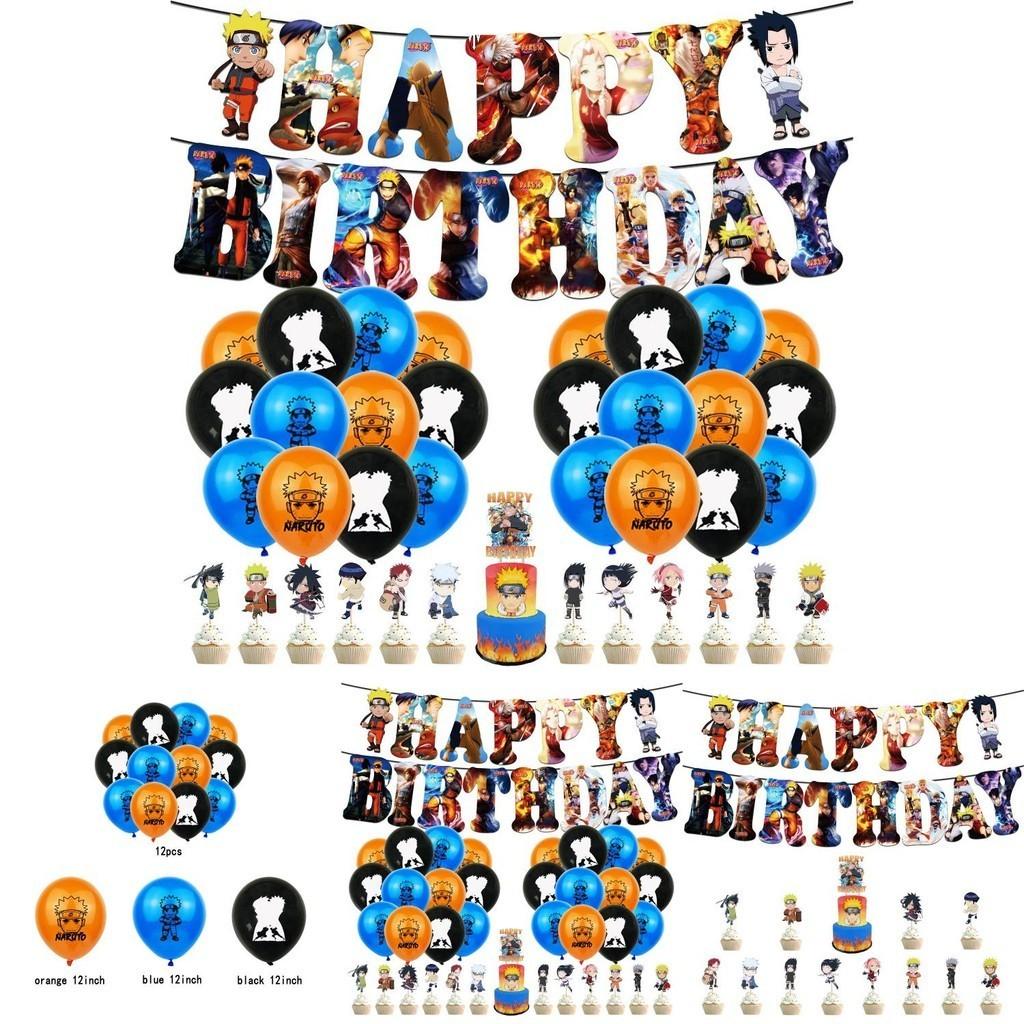 Naruto Ninja Birthday Party Supplies Decorate With Colorful Balloons Pull Flags And Cake Toppers