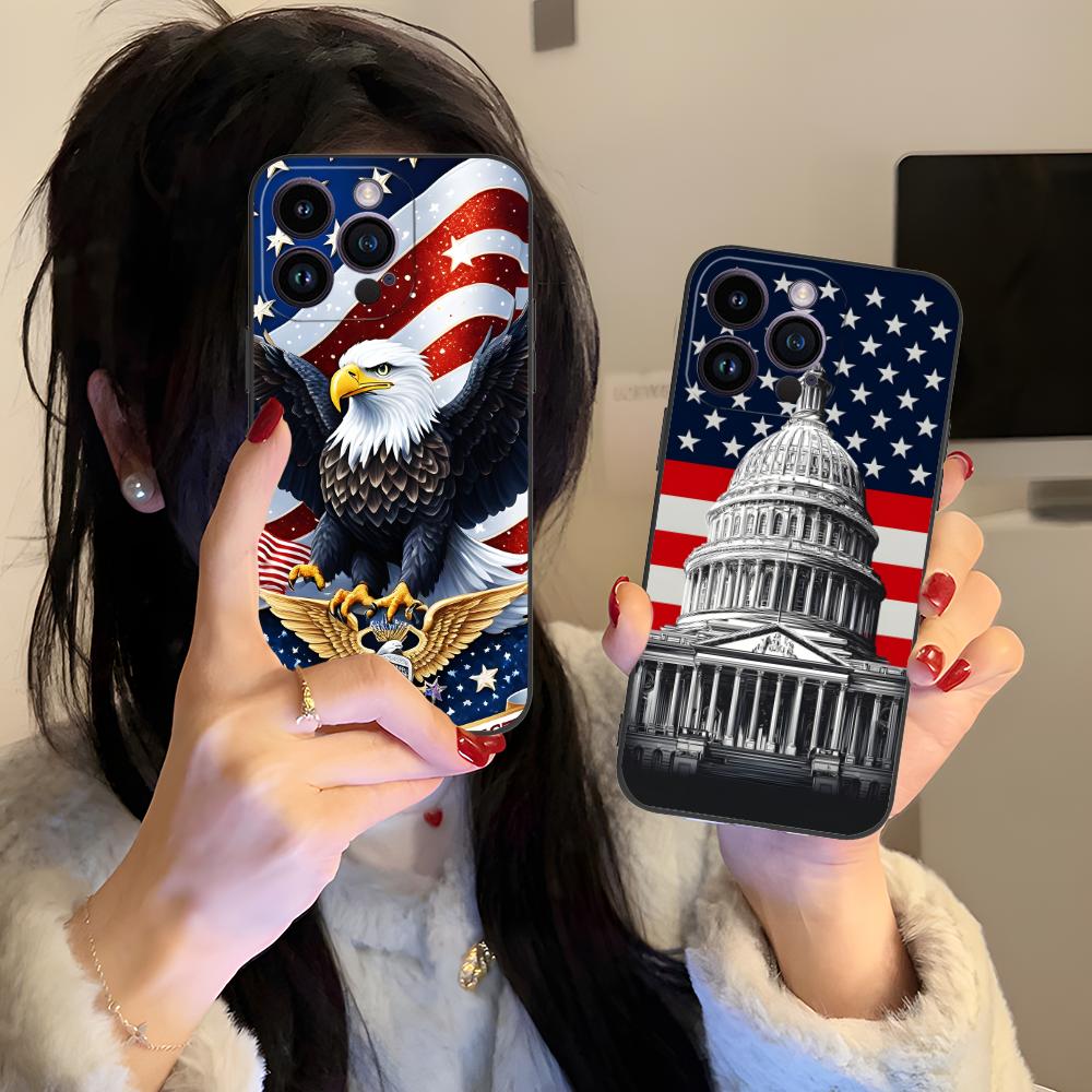 USA America Flag Mobile Cell Phone Case for iPhone 17 16 15 14 13 12 11 X XR XS 8 7 Air Pro Max Plus Mini Colorful Cover Cover