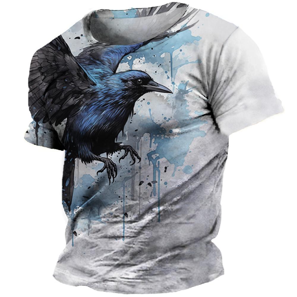 T-shirt 3D Printed Crow Bird Pattern Summer Men Women Kids Personality Hip Hop Street Harajuku Style Oversized Crewneck T-shirt