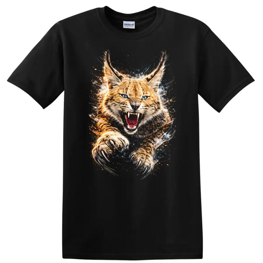 Fierce Lynx Animal Graphic T Shirt Wild Cats Art Design Cool Tee