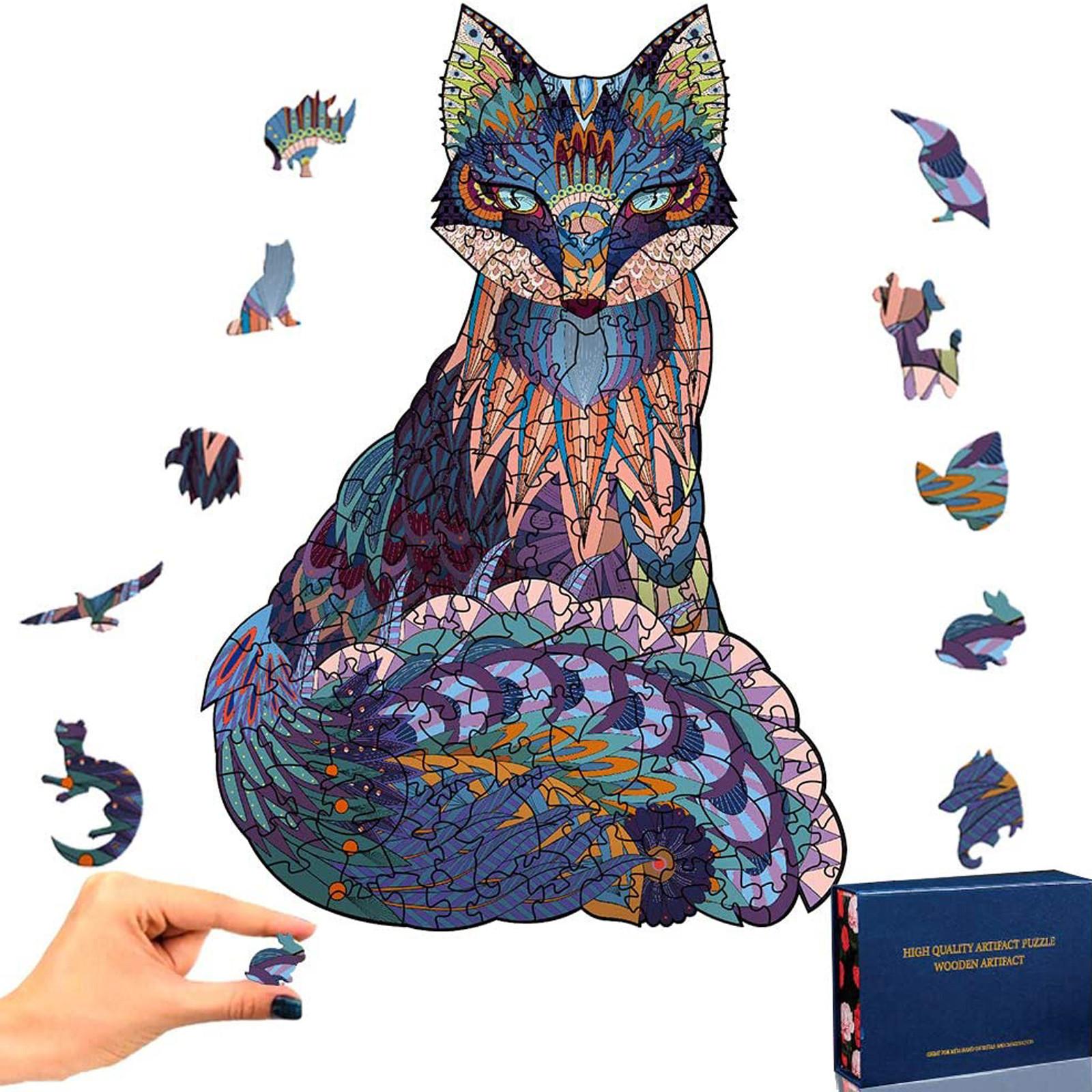 Деревянная головоломка Золотой Кот 3D-головоломка Цветная головоломка в форме животного Головоломка 16*12*5 cm
