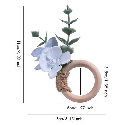 Bohemian Silk Flower Napkin Rings Handmade Vintage Napkin Holders with Leaves for Wedding Table Decor Exquisite Decorative