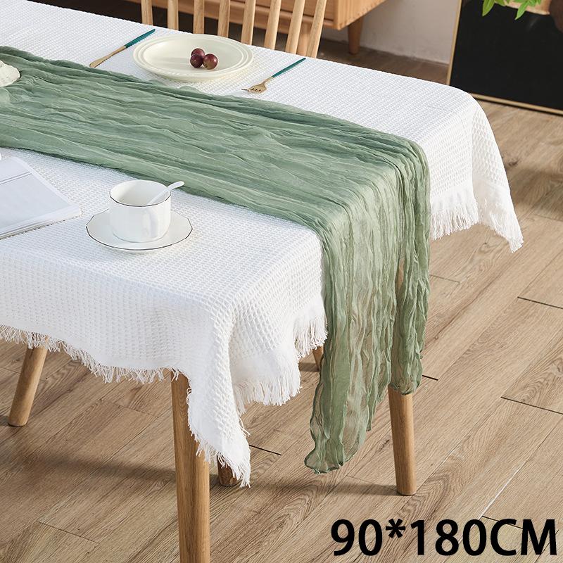 Cheesecloth Table Runner Gauze Tablecloth Semi-Sheer Crinkle Table Cover Boho-style table runner 180*90/90*340cm