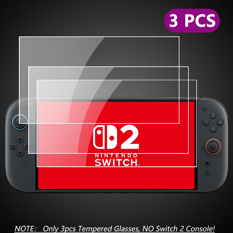 Ultra HD Tempered Glass Screen Protector for Switch 2 - 9H Hardness Anti-Scratch Film with Bubble-Free Installation Kit