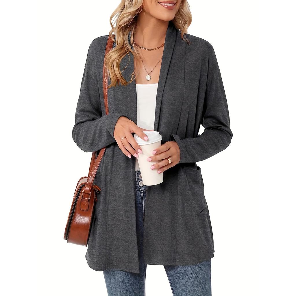 Women's Lightweight Cardigan Sweaters Open Front Long Sleeve Casual Loose Thin Cardigans With Pockets