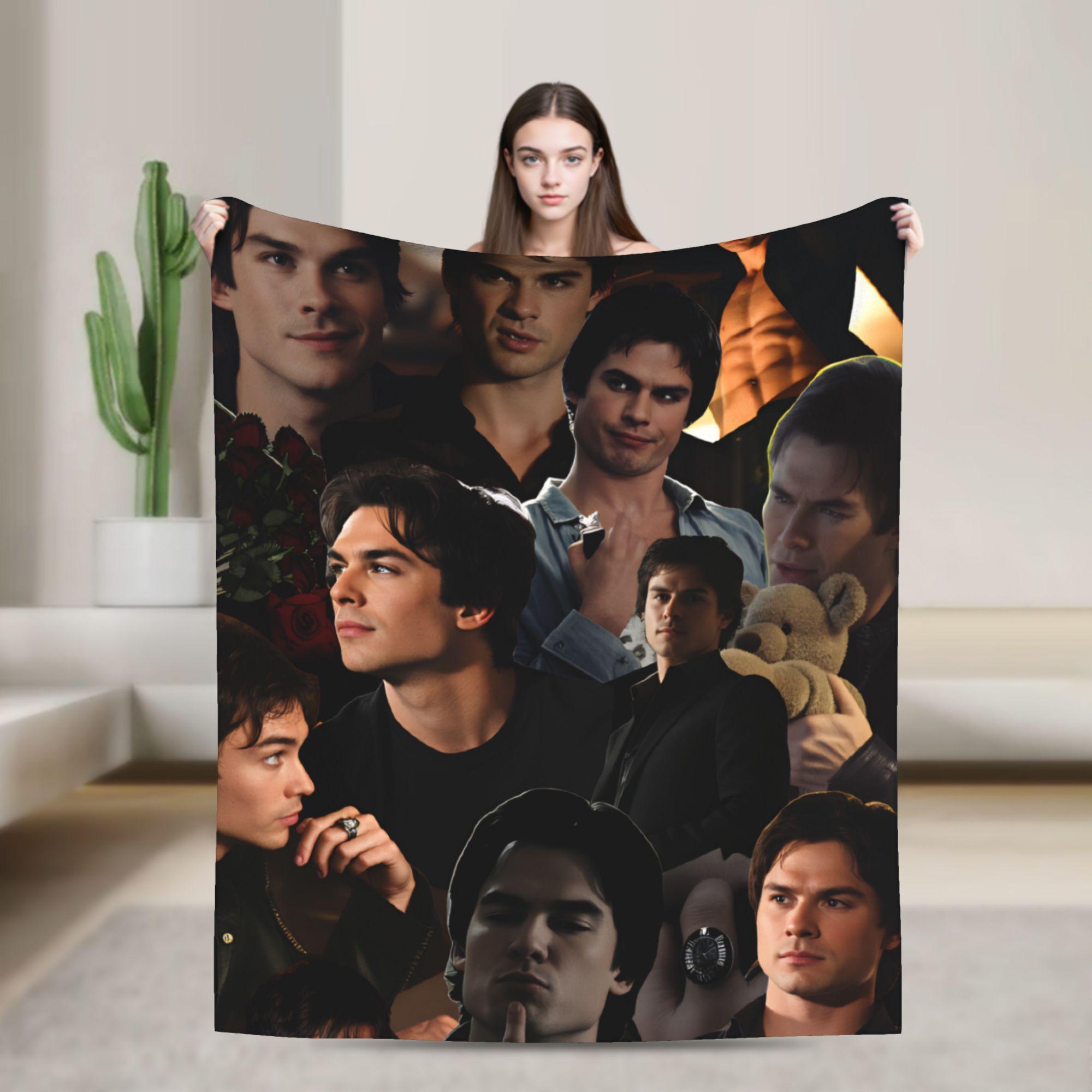 

Damon Salvatore The Vampire Diaries Plush Blanket Students Flannel Throw Blanket For Couch Chair Sofa Bedspread Gift Idea 75x90cm