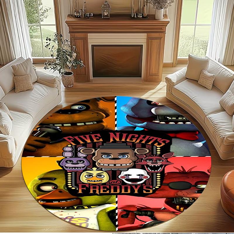 Five Nights at Freddy's Print Round Rug, Washable Floor Carpet, For Entryway Dorm Laundry Room Office Study, Home Decor Birthday Christmas Gift