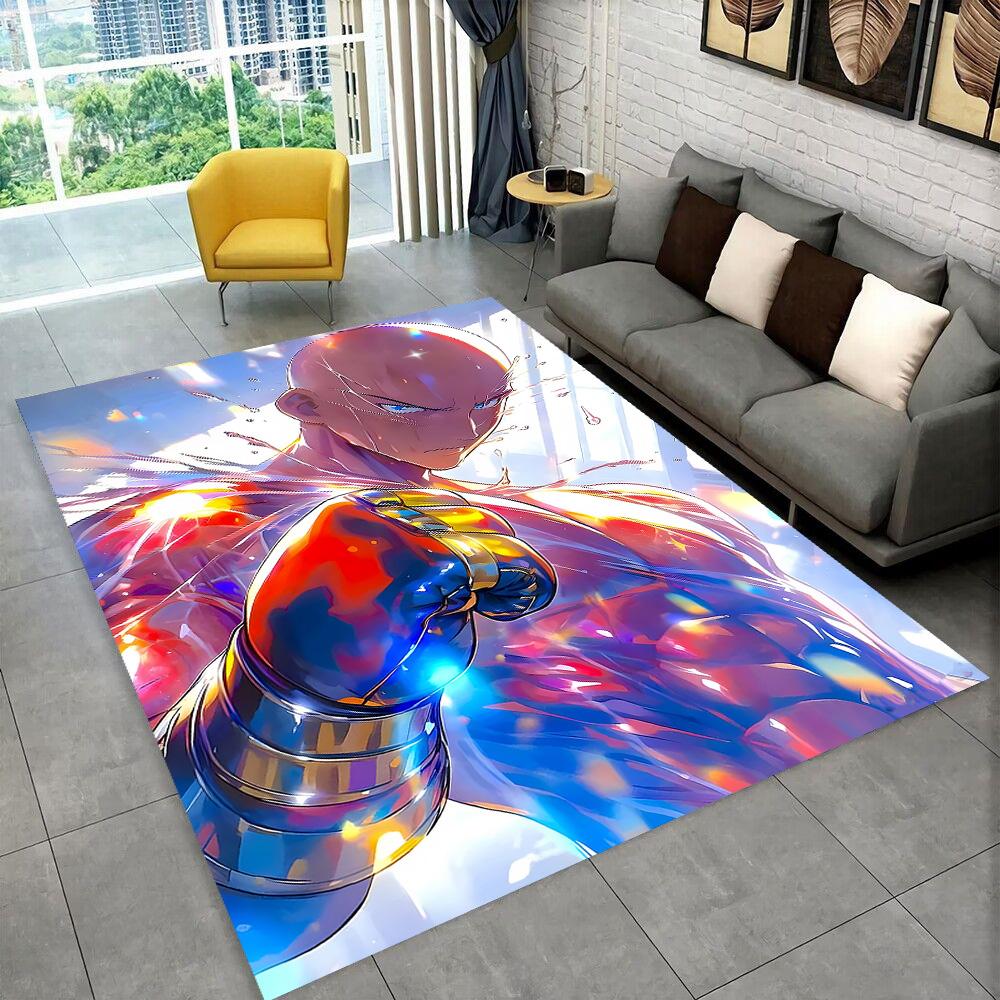 3D One Punch Man Saitama Cartoon Anime Teppich für Wohnzimmer Schlafzimmer Zuhause Sofa Dekoration, Kinder Spiel Rutschfeste Bodenmatte