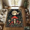 Mystical Mushroom Rug,Full Moon Forest Carpet, Gothic Nature Decor with Butterfly & Red Toadstools, Fairycore Living Room Mat