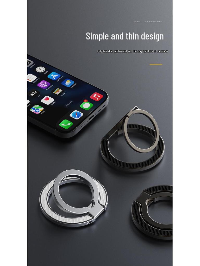 MagSafe Three-Fold Double-Sided Magnetic Phone Ring Holder for Apple & Android