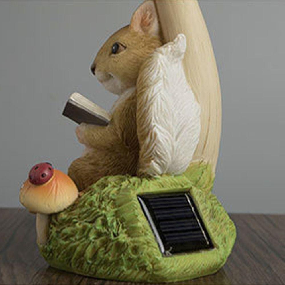 Resin Solar Mushroom Lamp Cute Animal Statue Light Desktop Decoration Rabbit Lawn Lamp Flowerpot