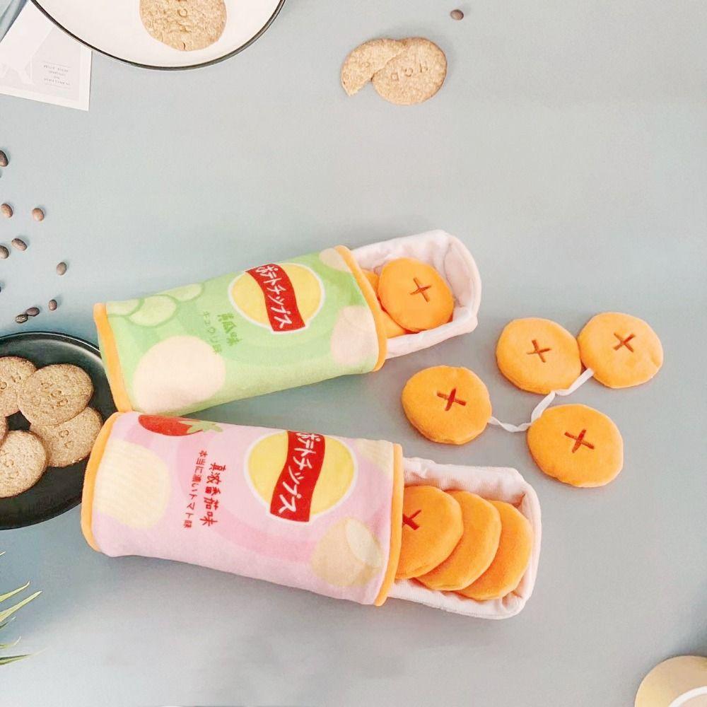 

Wear Resistant Simulated Potato Chip Dog Toy Plush Dog Slow Feeder Relieve Boredom