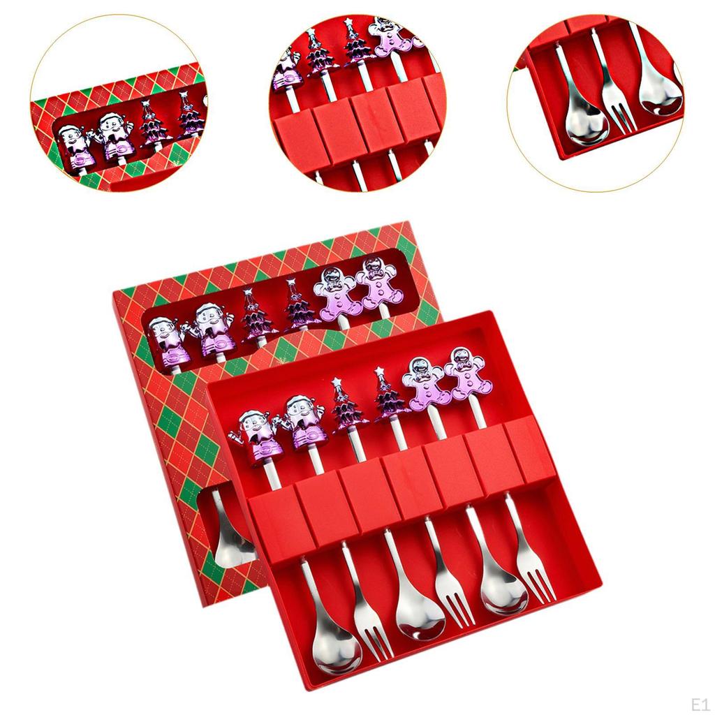 6 kusů Vánoční dezertní vidlička lžíce příborová sada nádobí Vánoce do kuchyně