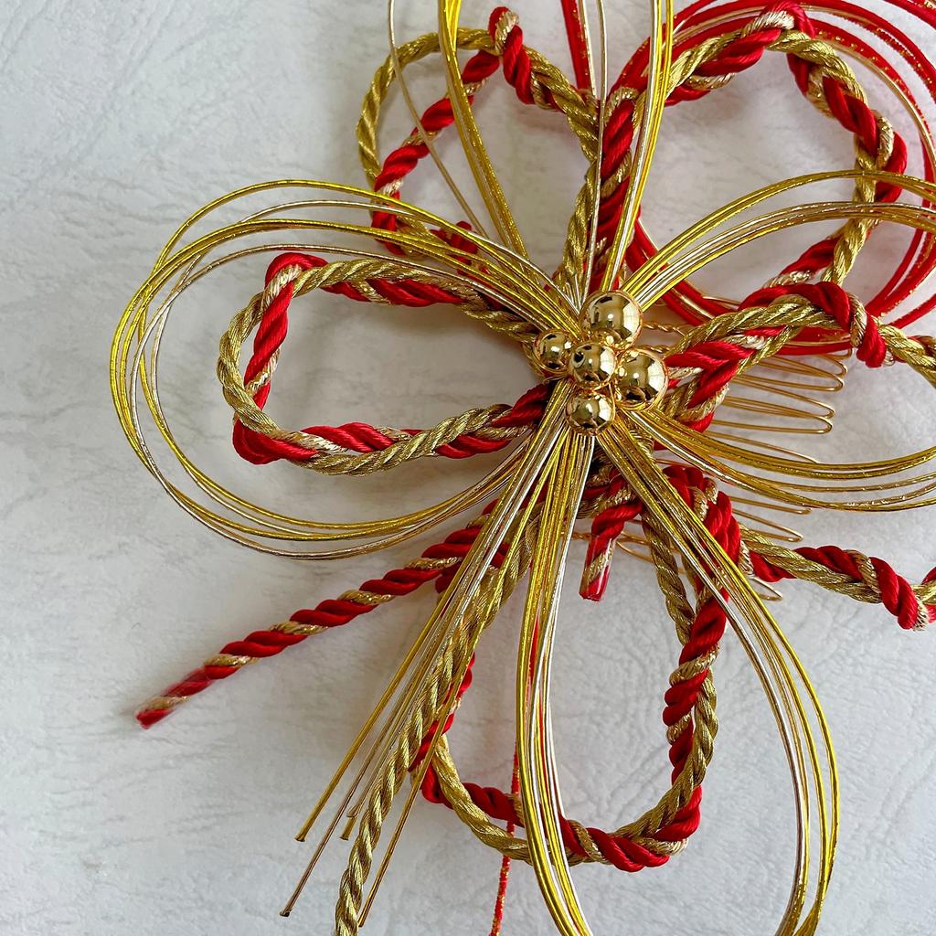 Mizuhiki Hair Red for and Bridal Perfect for and Ornament, Gold, Kumihimo, Coming-of-Age Ceremonies, Graduations, Weddings, Wear. Kimono, Hakama,