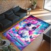 Alfombra de Suelo de Terciopelo de Cristal con Temática de Unicornio, Alfombra Cálida Personalizada con Nombre y Texto, Decoración del Hogar
