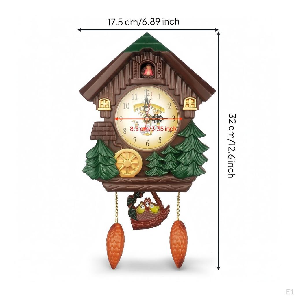 Cuckoo Wall Clock HouseShaped Decorative for Kids, Bedroom