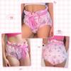 [LittleForBig] Adult Cloth Diaper Cover [Rabbit and Ribbon] Adjustable Waist 3-Layer Breathable, Waterproof, Leak-Proof Machine Washable Pink L