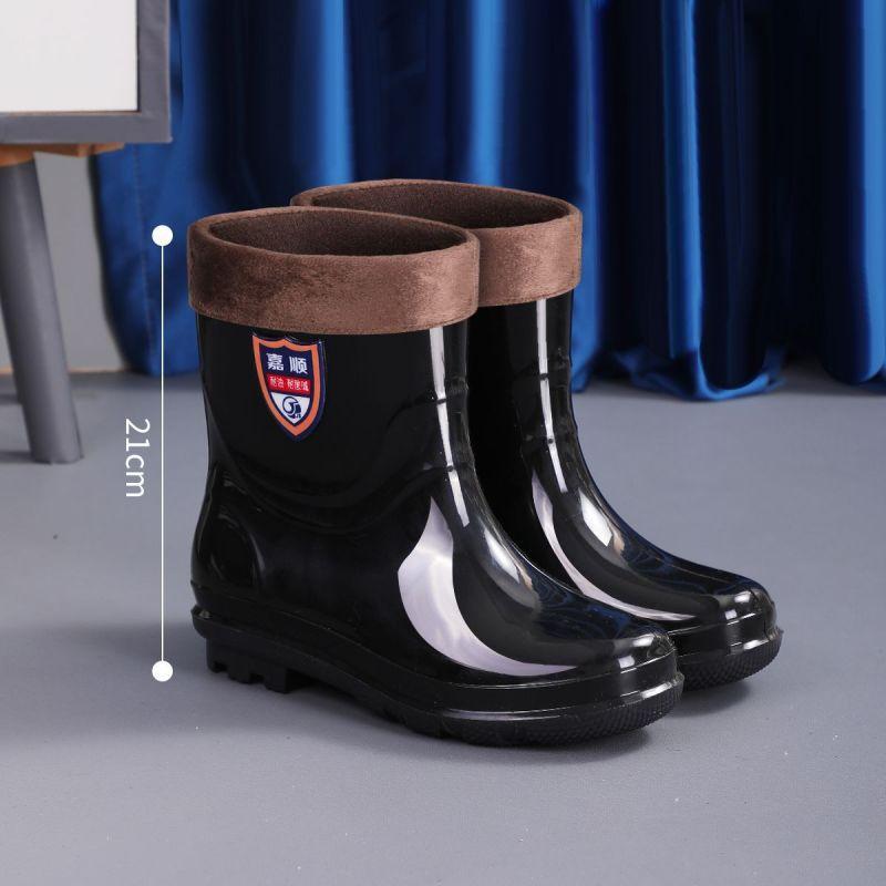 Acid and alkali resistant men's rain shoes high tube short rain boots waterproof and non-slip thickened fleece cover extra high rubber boots