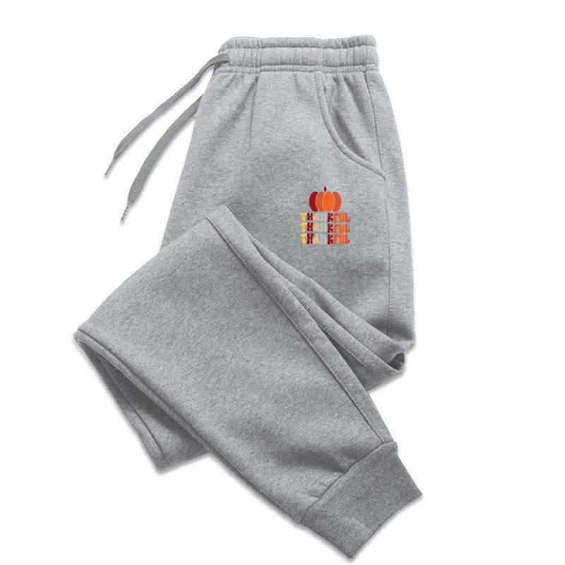 Men's Printed Autumn Winter Fitness Jogging Sport Trousers Loose Fit Solid Color Streetwear Pants