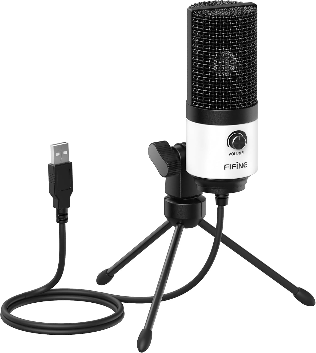 

FIFINE USB Condenser PC Online Game Working from Voice Adjustable Tripod Microphone Stand Compatible with K669W Microphone, Microphone, Microphone, білий