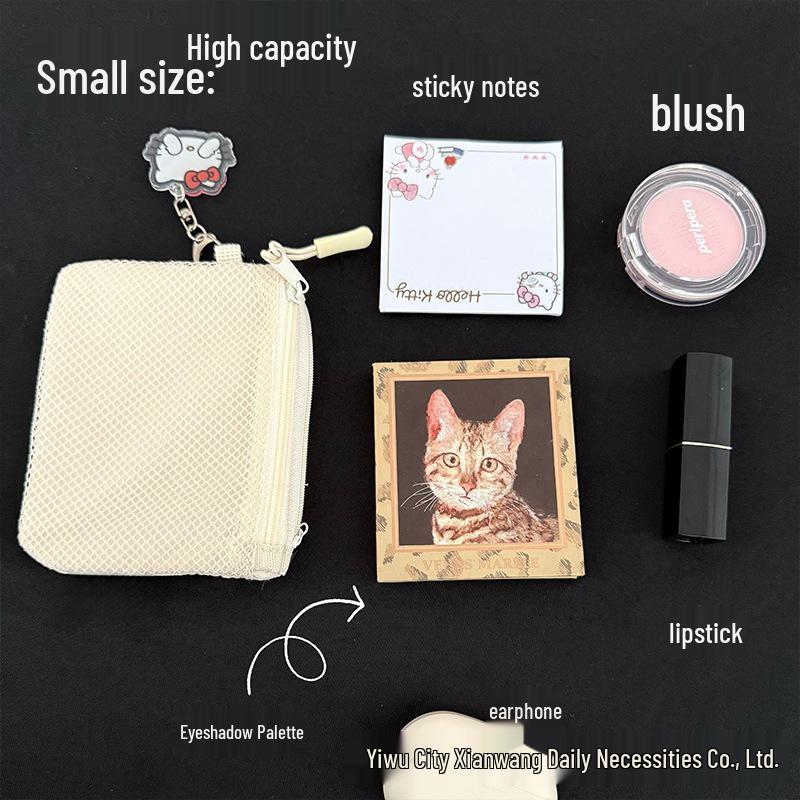 Portable Japanese-Style Double Zipper Mesh Storage Bag for Home and Travel
