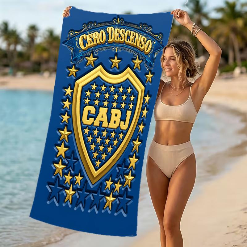 Prosop de plajă cu model Club Atlético Boca Juniors - moale, absorbant, lavabil la mașină Ușor și modern, pentru înot, Esențiale pentru călătorii