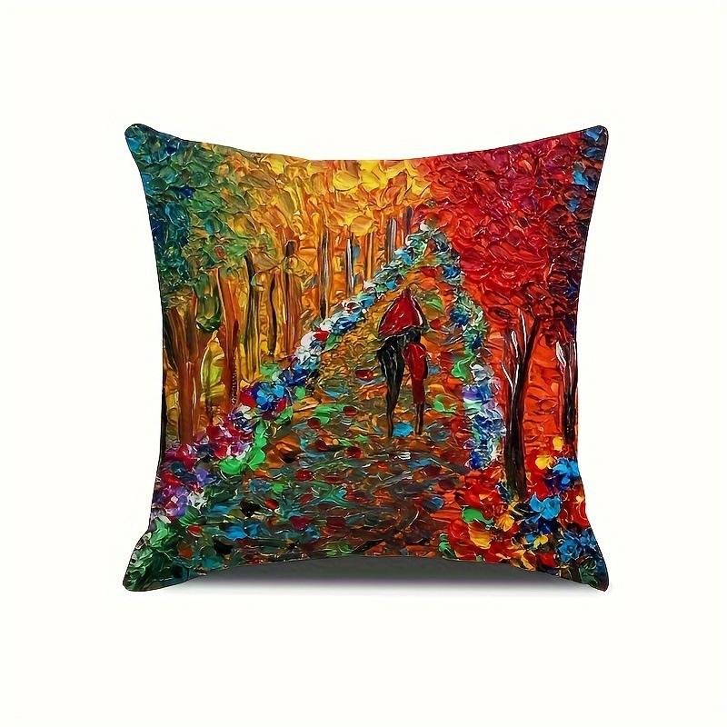 Creative 3D Oil Painting Tree Cushion Pillow Cover Fashion Decorative Cushion Case Modern Home Sofa Throw Pillow Cover
