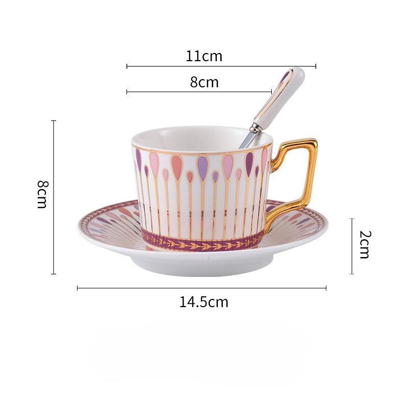 European Style Gilded Ceramic Coffee Cup with Dish Office Light Luxury Ceramic Mug Afternoon Tea Cups Household Drinkware 270ml