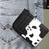 Full Cow Print Women Credit Card Holder Wallet Women Small Cute Keychain Wallet with A Zipper Pocket Thin Slim  Minmalist
