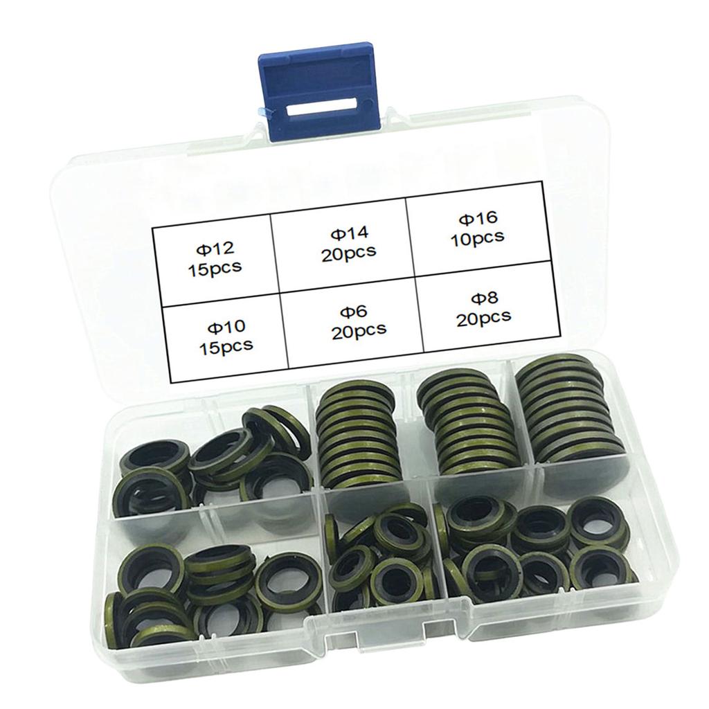 100 Pcs Rubber Drain Plug Gasket Easy Installation Oil Drain Plug Crush Washer for Automobile Motorcycle Crankshaft
